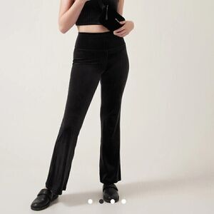 Athleta M Medium Elation Velvet Flare Pants Black Women's Size #468081